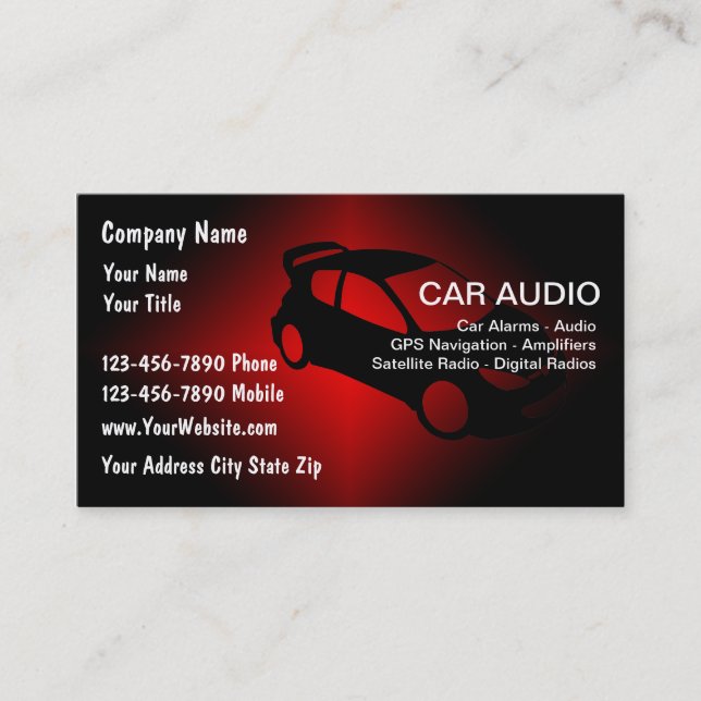 Tarjetas de Negocio de Audio para Autos (Anverso)