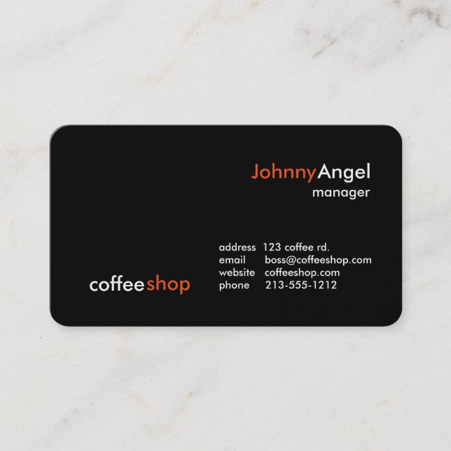 Tarjetas de Negocio de Cafetería (Anverso)