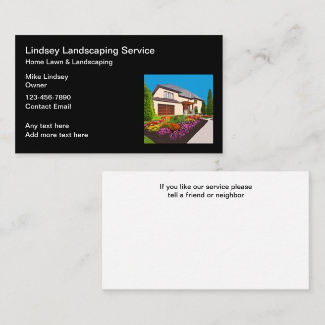 Tarjetas De Negocio De Césped Doméstico Y Paisajis (Anverso / Reverso)
