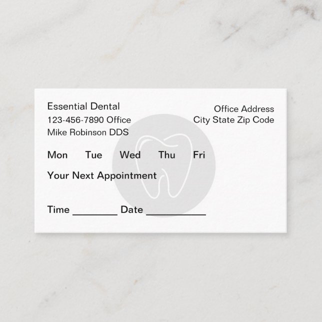 Tarjetas de Negocio de Citas con Dentista a Granel (Anverso)