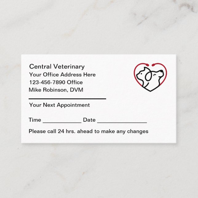 Tarjetas de Negocio de Citas en Oficina Veterinari (Anverso)