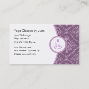 Tarjetas De Negocio De Clase Yoga Púrpura Y Blanc