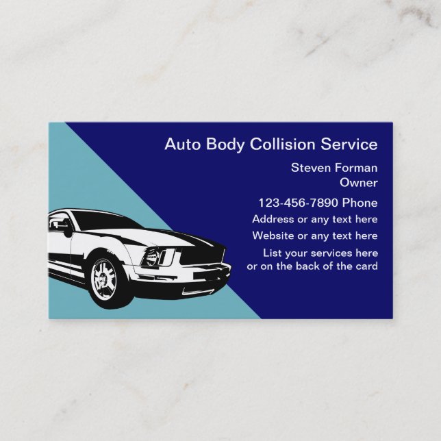 Tarjetas de Negocio de Colisión Automotriz (Anverso)