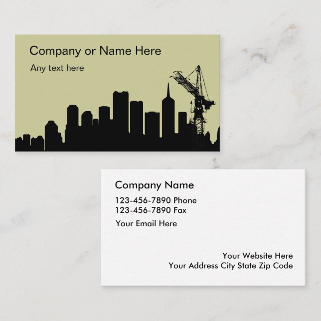 Tarjetas de Negocio de Construcción (Anverso / Reverso)