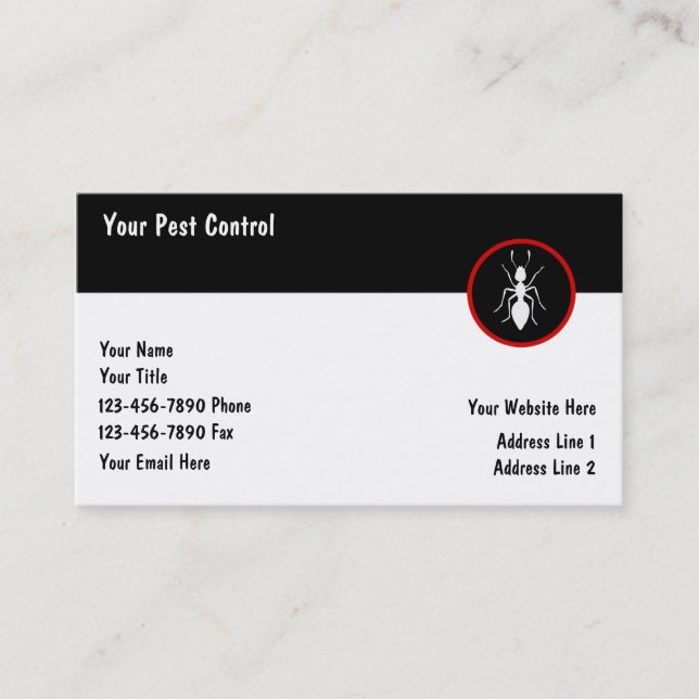 Tarjetas de Negocio de Control de Plagas (Anverso)