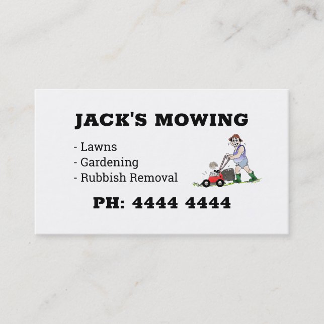 Tarjetas de Negocio de Cortar Césped o Jardinería (Anverso)