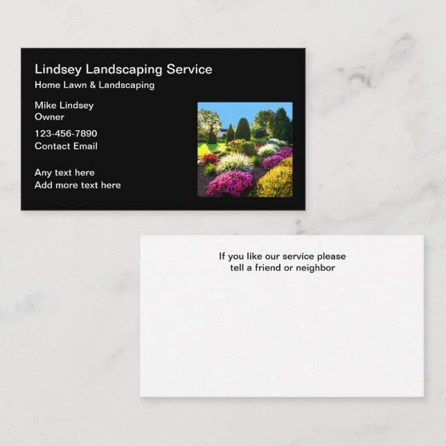 Tarjetas De Negocio De Jardín Y Paisaje Vecino (Anverso / Reverso)