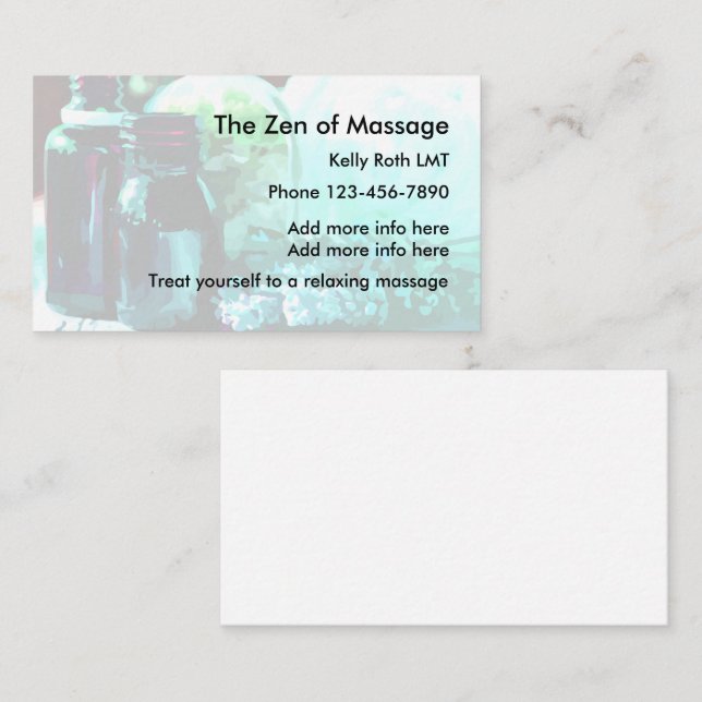 Tarjetas de Negocio de Masaje Zen (Anverso / Reverso)