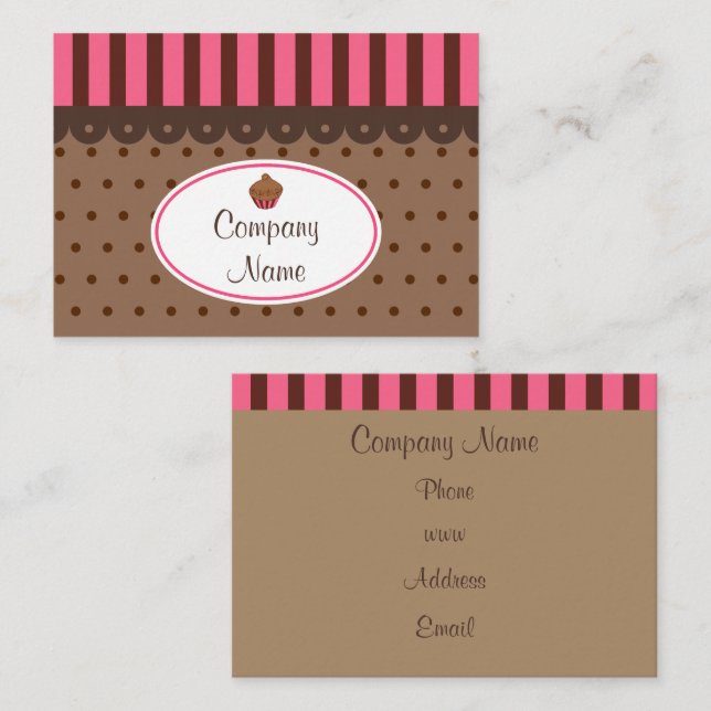 Tarjetas de Negocio de Panadería de Cupcake (Anverso / Reverso)