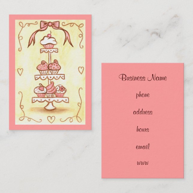 Tarjetas de Negocio de Panadería de Cupcake (Anverso / Reverso)