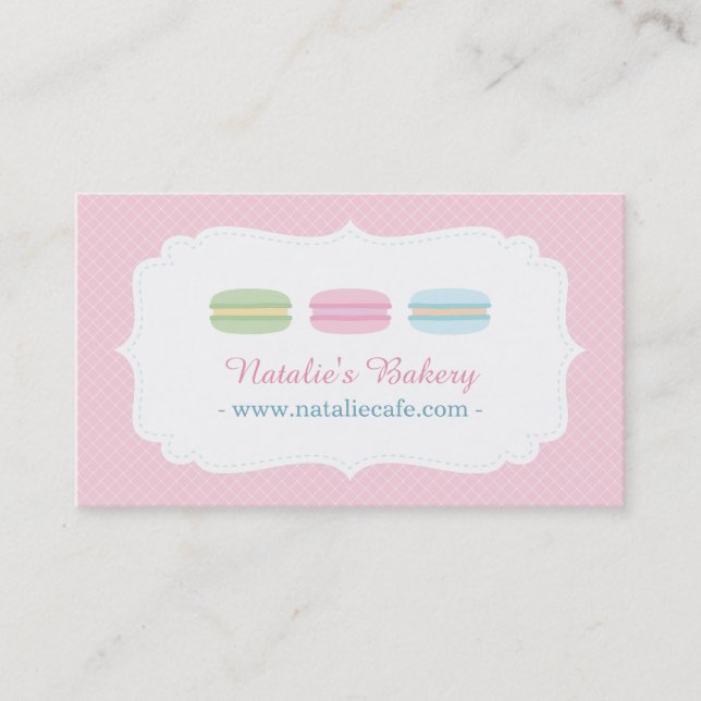Tarjetas de Negocio de Pastelería de Macarons Dulc (Anverso)