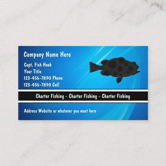 Tarjetas de Negocio de Pesca Chárter (Anverso)