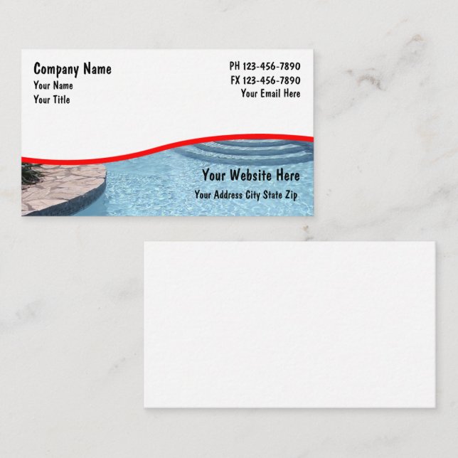 Tarjetas de Negocio de Piscinas (Anverso / Reverso)