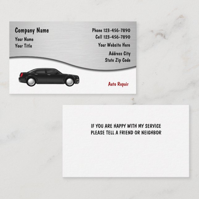 Tarjetas de Negocio de Reparación de Autos (Anverso / Reverso)
