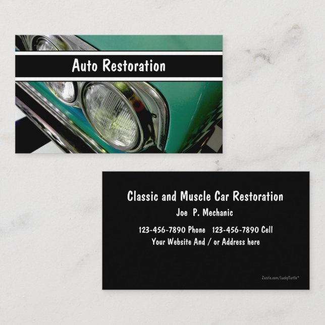 Tarjetas de Negocio de Restauración de Autos (Anverso / Reverso)