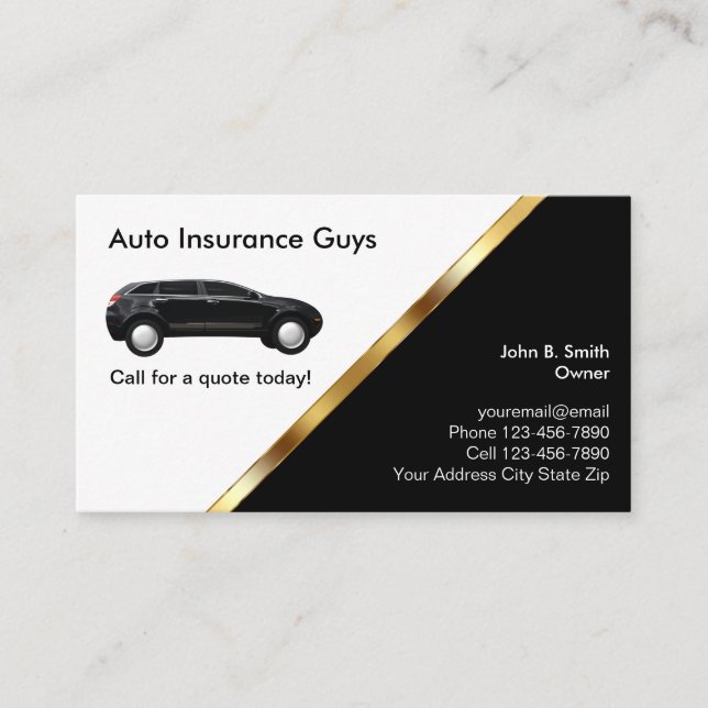 Tarjetas de Negocio de Seguro de Auto (Anverso)
