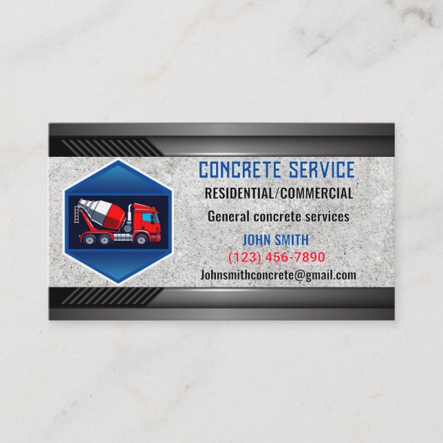 Tarjetas de Negocio de Servicio de Concreto (Anverso)