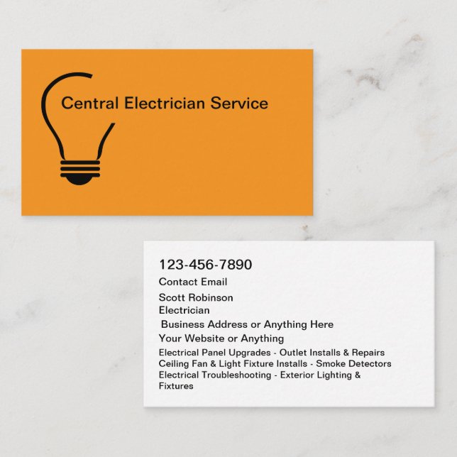 Tarjetas de Negocio de Servicio de Electricista Mo (Anverso / Reverso)