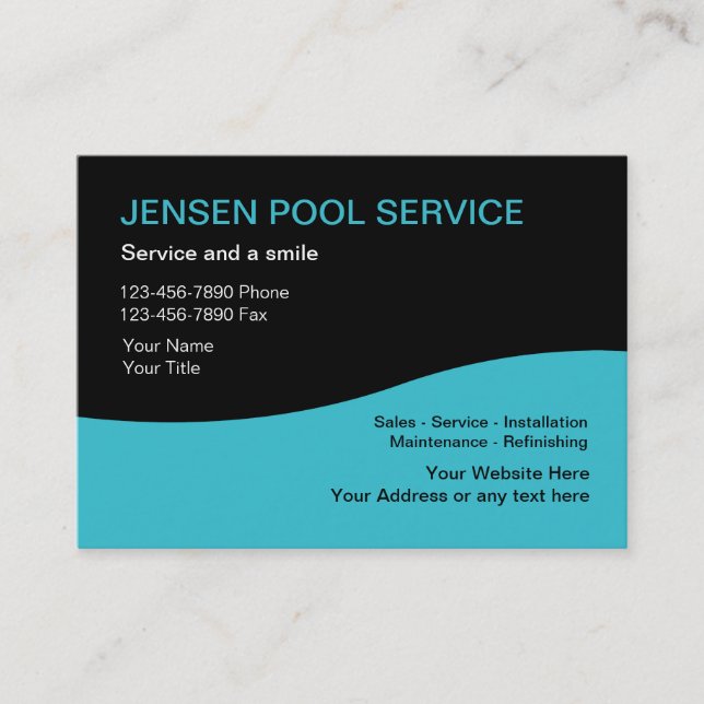 Tarjetas de Negocio de Servicio de Piscinas (Anverso)