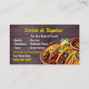 Tarjetas de Negocio de Servicio de Tacos