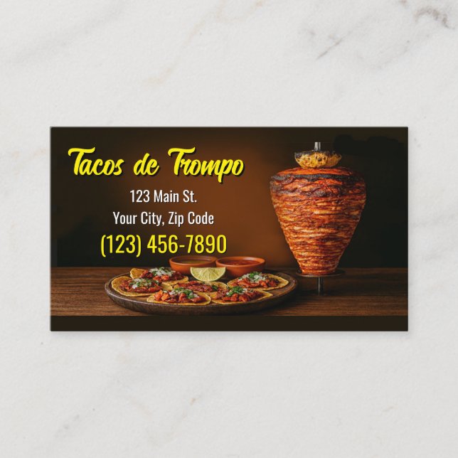 Tarjetas de Negocio de Servicio de Tacos (Anverso)