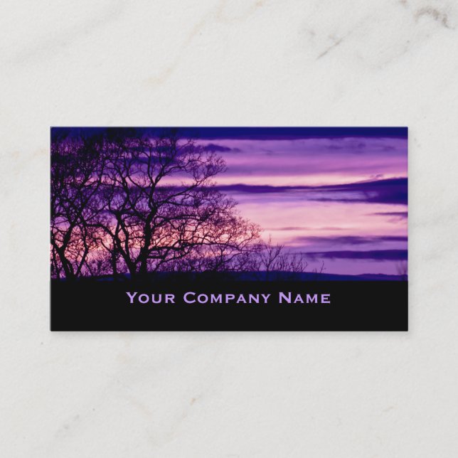 Tarjetas de negocio de silueta de árbol morado de  (Anverso)