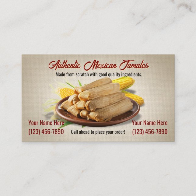 Tarjetas de Negocio de Tamales (Anverso)