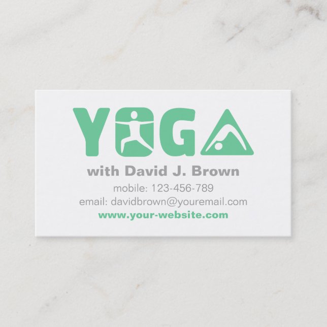 Tarjetas de Negocio de Yoga Moderno Verde (Anverso)