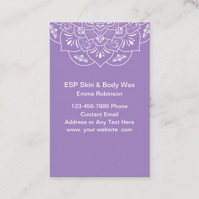 Tarjetas De Negocio Para Tratamiento De Cera Y Cer (Anverso)