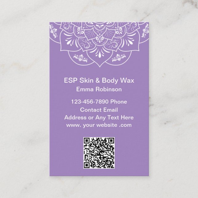 Tarjetas De Negocio Para Tratamiento De Cera Y Cer (Anverso)