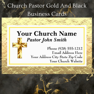 Tarjetas de Negocio Pastor de Iglesia Oro y Negro