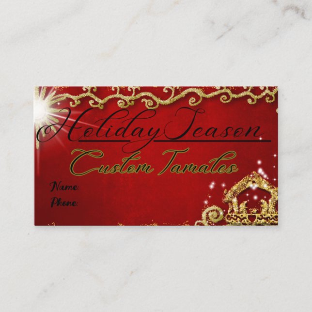 Tarjetas de negocio tamales Hollidays (Anverso)