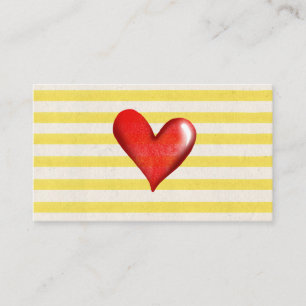 Tarjetas de Negocios Amarillas Rayadas Corazón