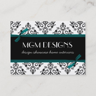 tarjetas de negocios aqua damask