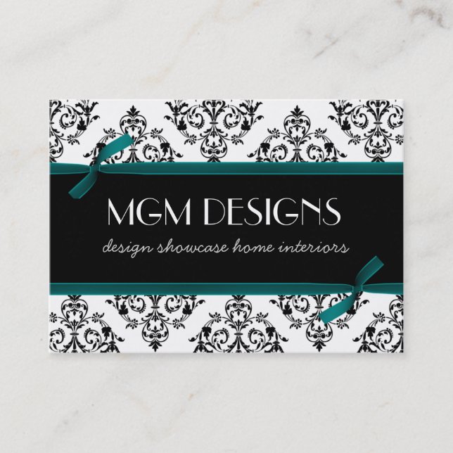 tarjetas de negocios aqua damask (Anverso)