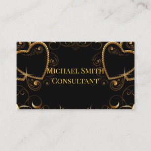 Tarjetas De Negocios Black And Gold Hearts
