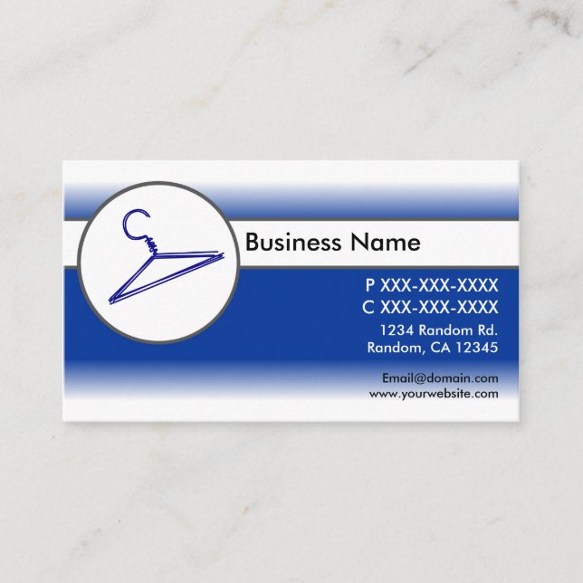 Tarjetas de negocios de colgador de ropa azul blan (Anverso)