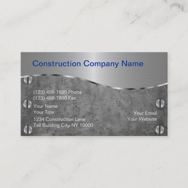 Tarjetas de Negocios de Construcción (Anverso)