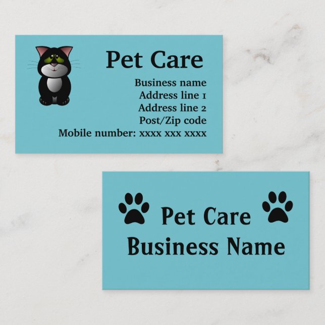 Tarjetas de negocios de cuidado de mascotas (Anverso / Reverso)