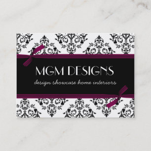 tarjetas de negocios de damasco rosa fucsia