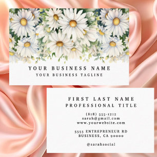 Tarjetas de Negocios de Flores de Margaritas Blanc