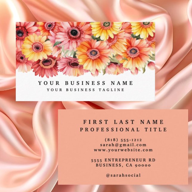 Tarjetas de negocios de flores de margaritas Gerbe (Subido por el creador)
