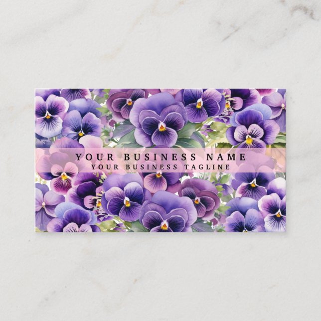Tarjetas de negocios de flores de pensamiento púrp (Anverso)