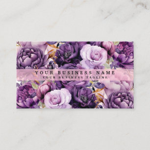 Tarjetas de negocios de flores moradas oscuras ele