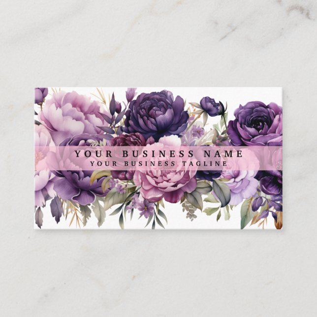 Tarjetas de Negocios de Flores Moradas Oscuras Ele (Anverso)
