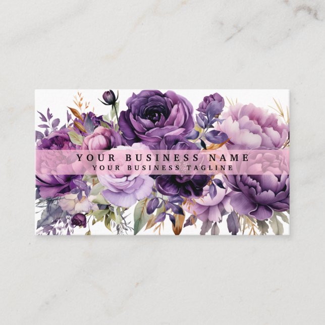 Tarjetas de negocios de flores moradas oscuras ele (Anverso)