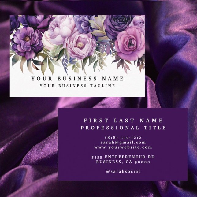 Tarjetas de Negocios de Flores Moradas Oscuras Ele (Subido por el creador)