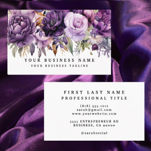 Tarjetas de Negocios de Flores Moradas Oscuras Ele