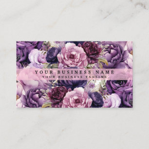 Tarjetas de negocios de flores moradas oscuras ele