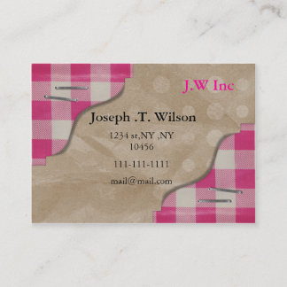 tarjetas de negocios de gingham rosa retro